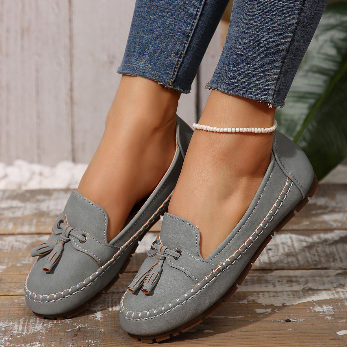 Clara - Mocasines cosidos con borlas