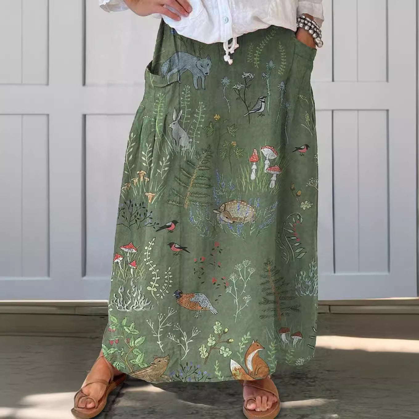 Olivia - Falda larga estampada de estilo bohemio