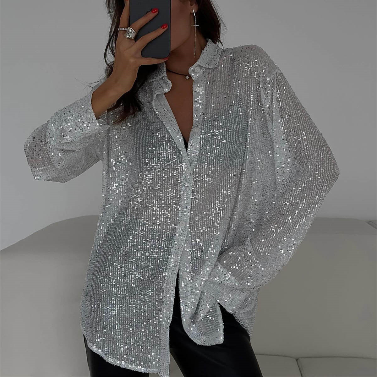 Brisa - Blusa de lentejuelas con brillo