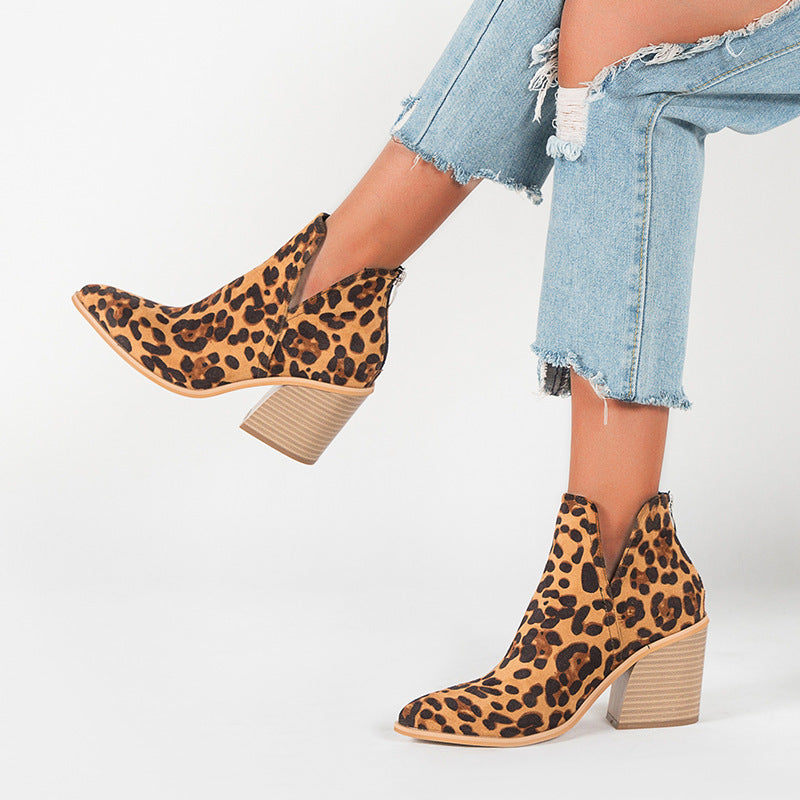 Valeria - Stivaletti con tacco e stampa animalier