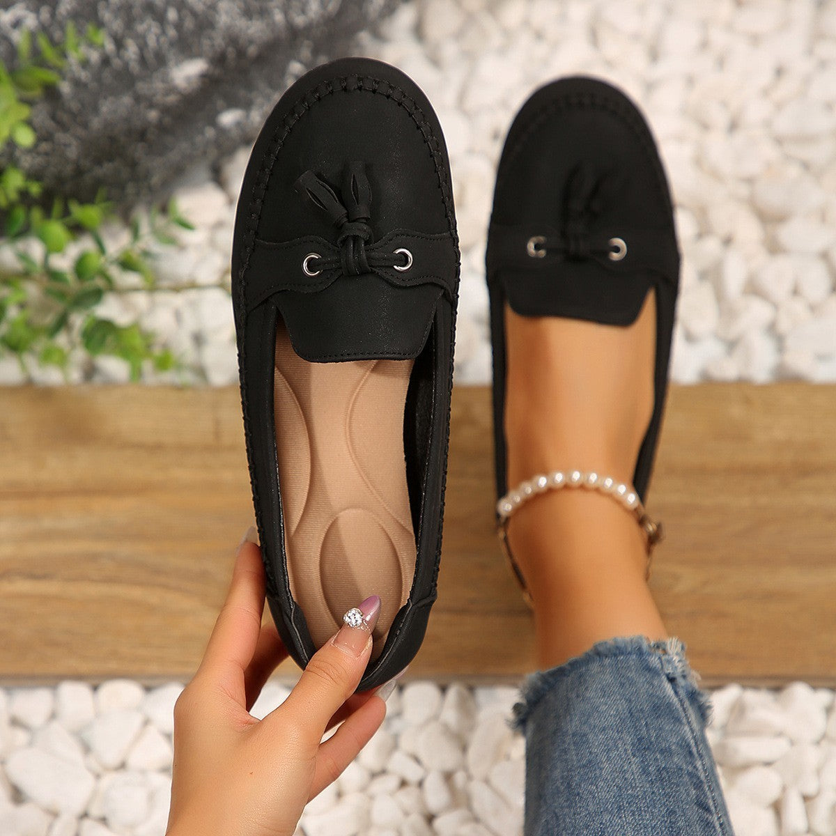 Clara - Mocasines cosidos con borlas