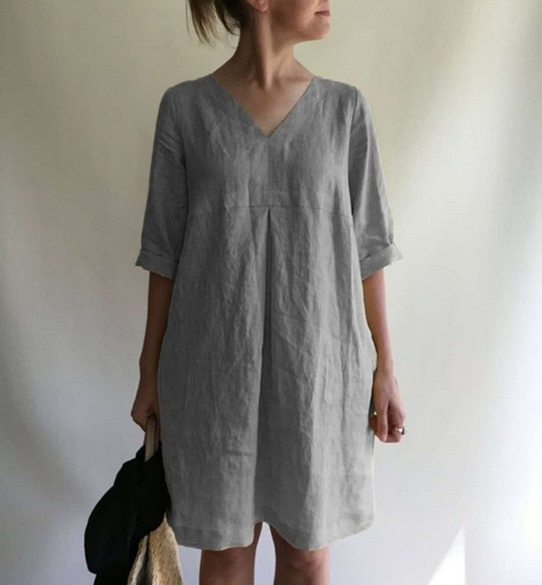 AveLina - Mini abito camicia di lino per la primavera