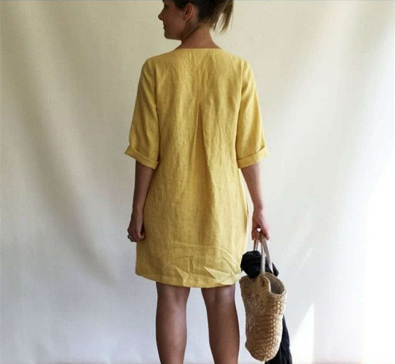 AveLina - Mini abito camicia di lino per la primavera