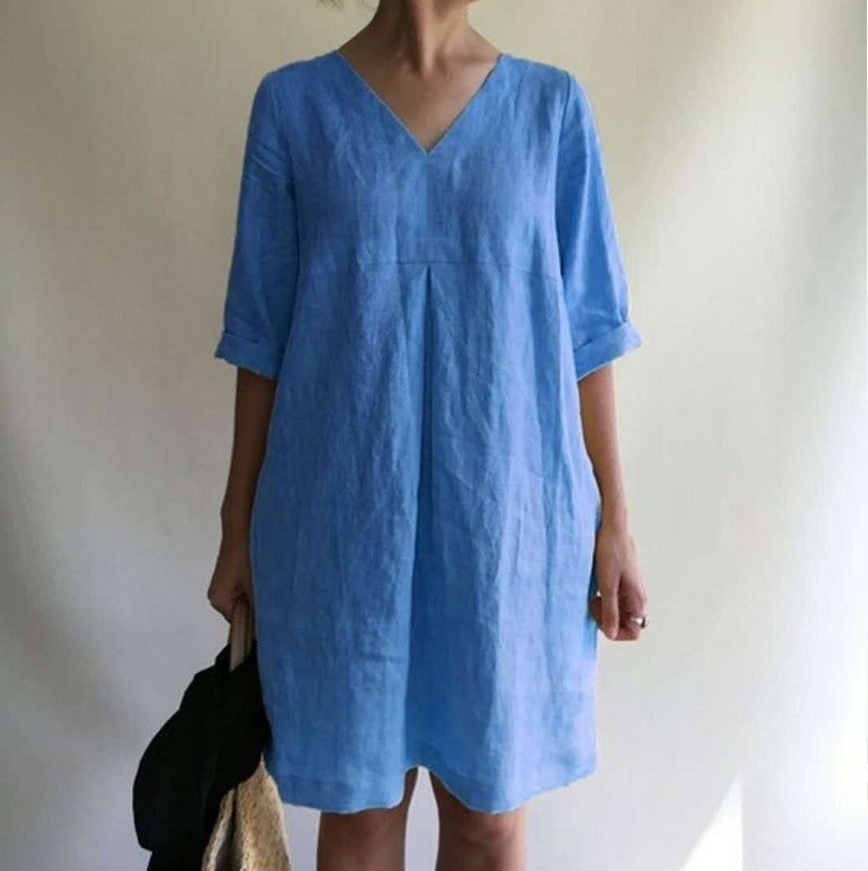 AveLina - Mini abito camicia di lino per la primavera