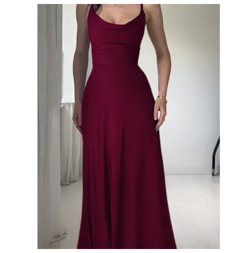 Loida - Blaues ärmelloses Midikleid