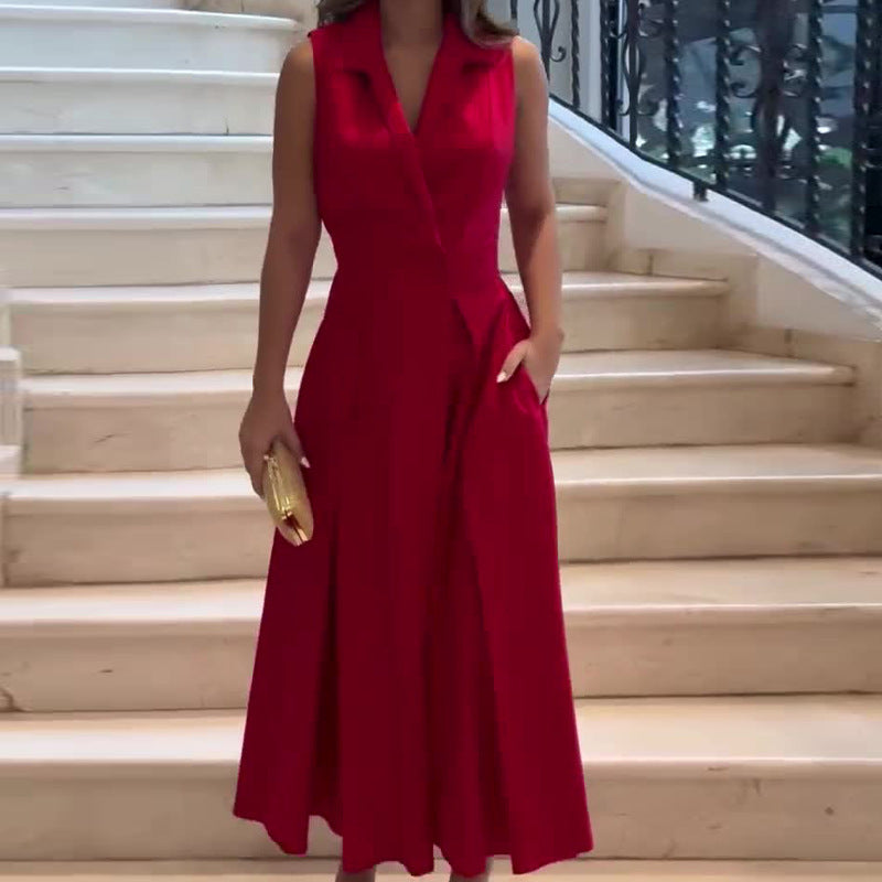 Sabrina - Gelbes ärmelloses Midikleid mit frischem Stil