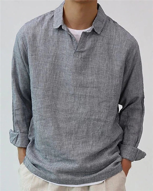 Luca - Camisa casual de lino de manga larga