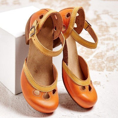 Clara - Scarpe con cinturini bicolore, stile retrò e comfort