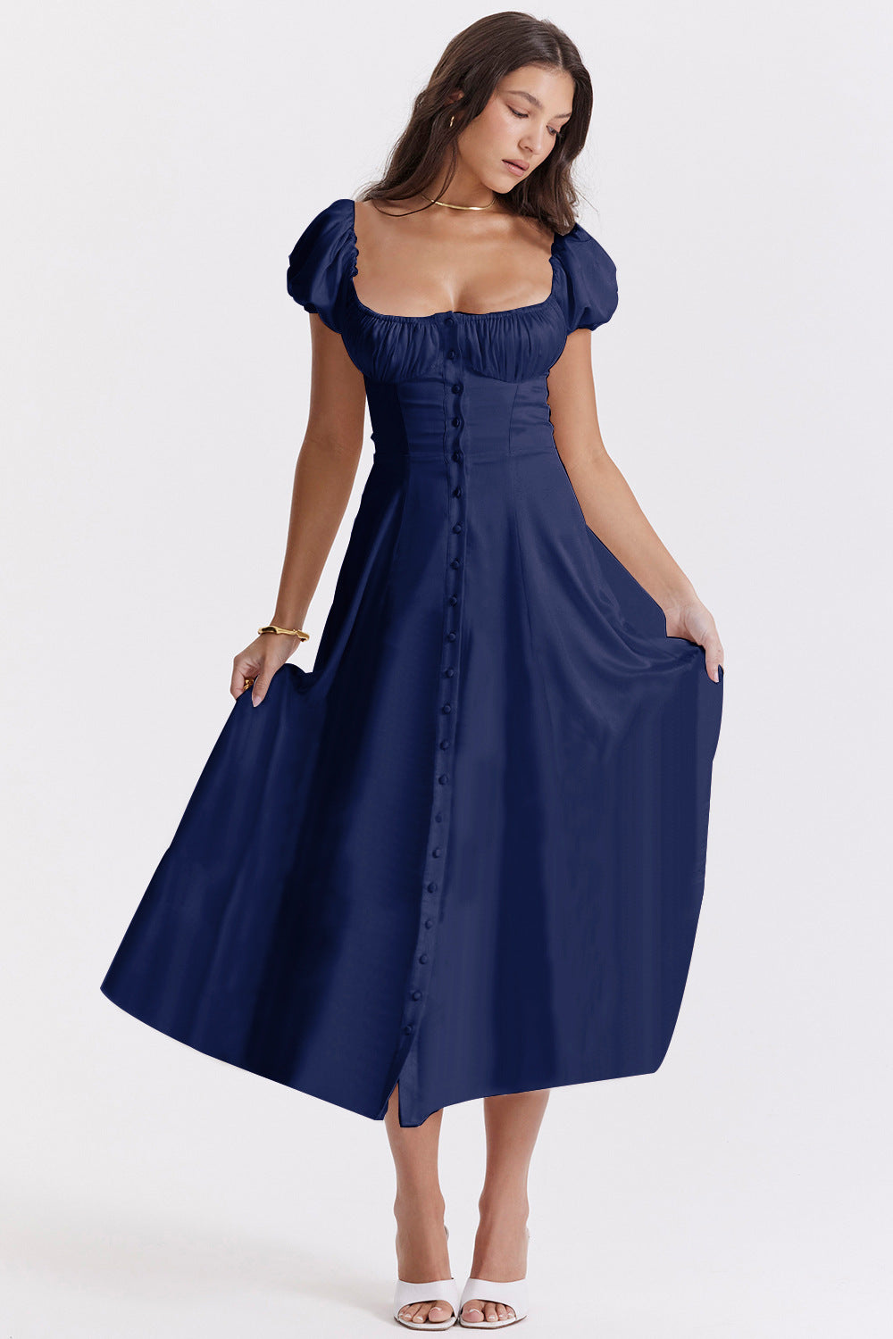Beatriz - Abito midi con corsetto e bottoni