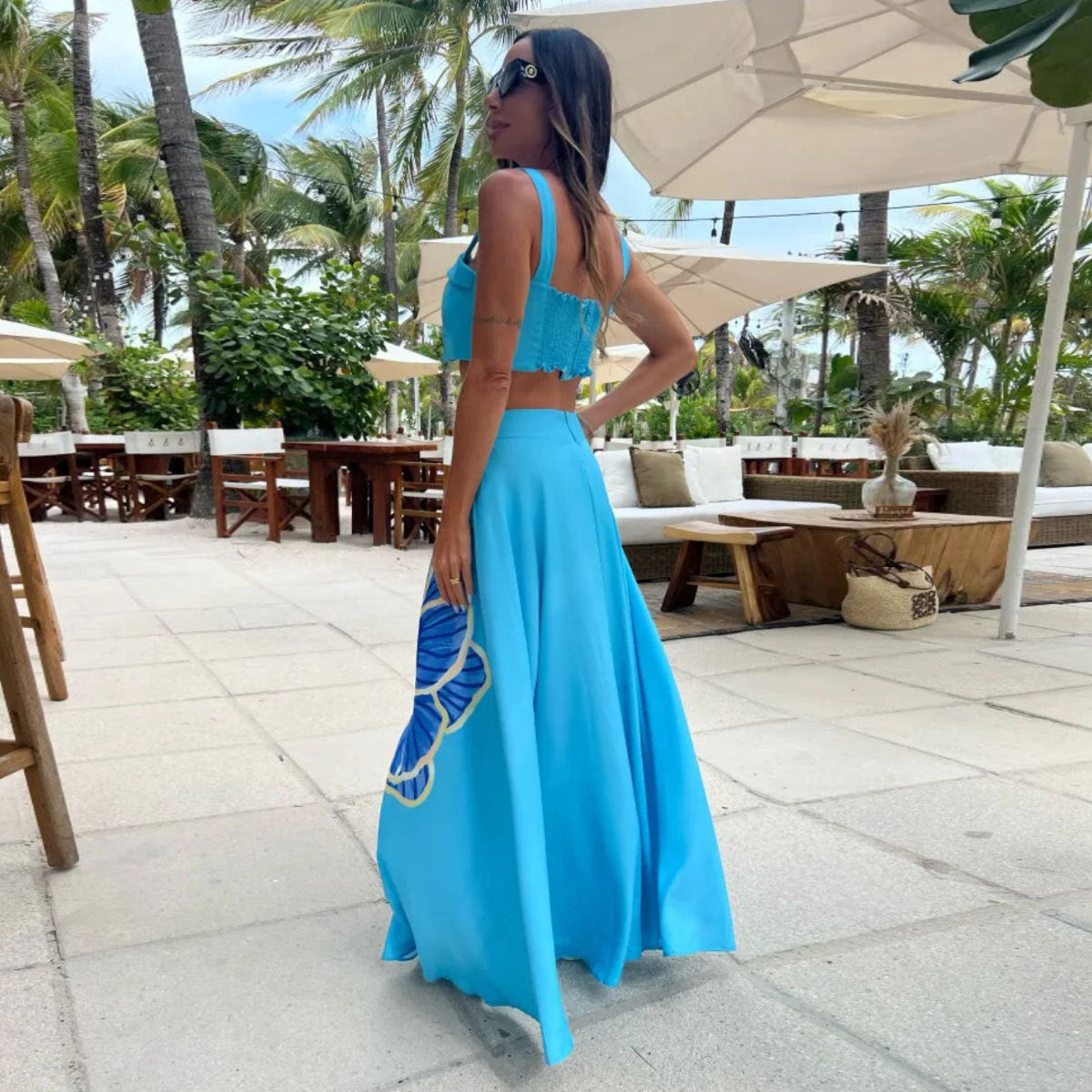 Celerina - Culotte floral azul tropical