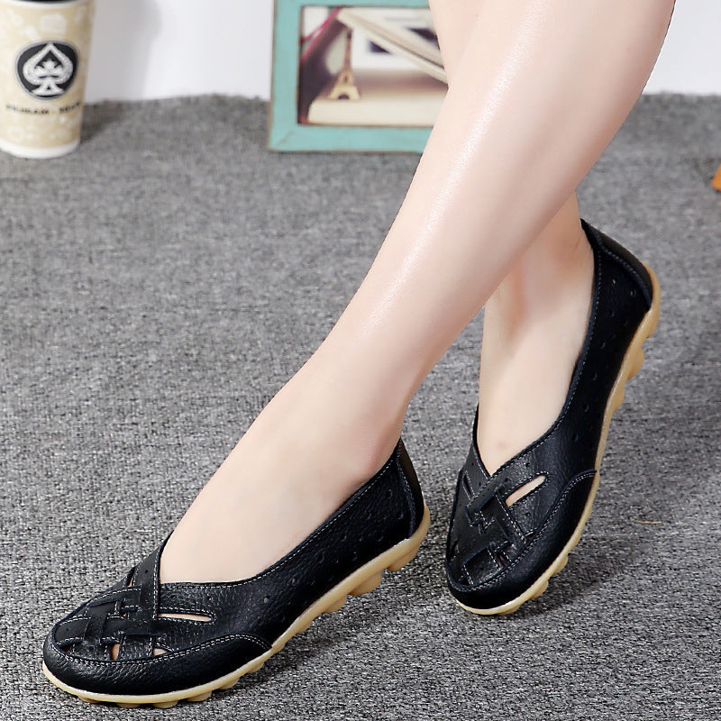 Elena - Ballerine in pelle bianca traforata con stile e comfort