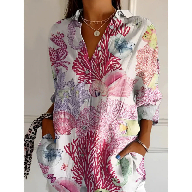Coralina - Blusa estampada de manga larga