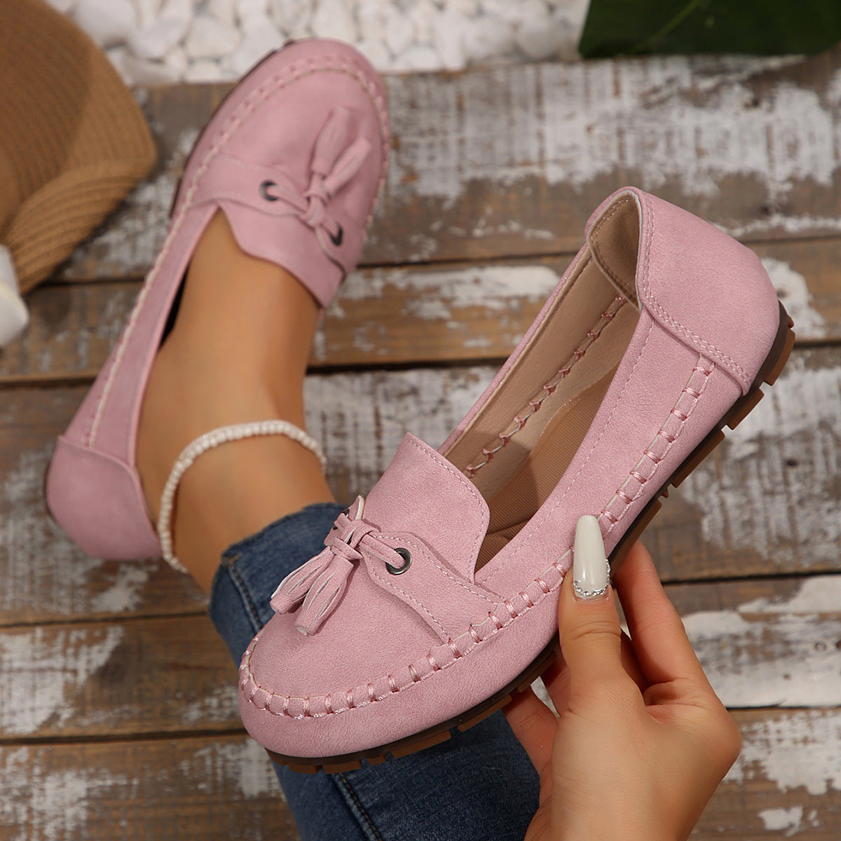 Clara - Mocasines cosidos con borlas