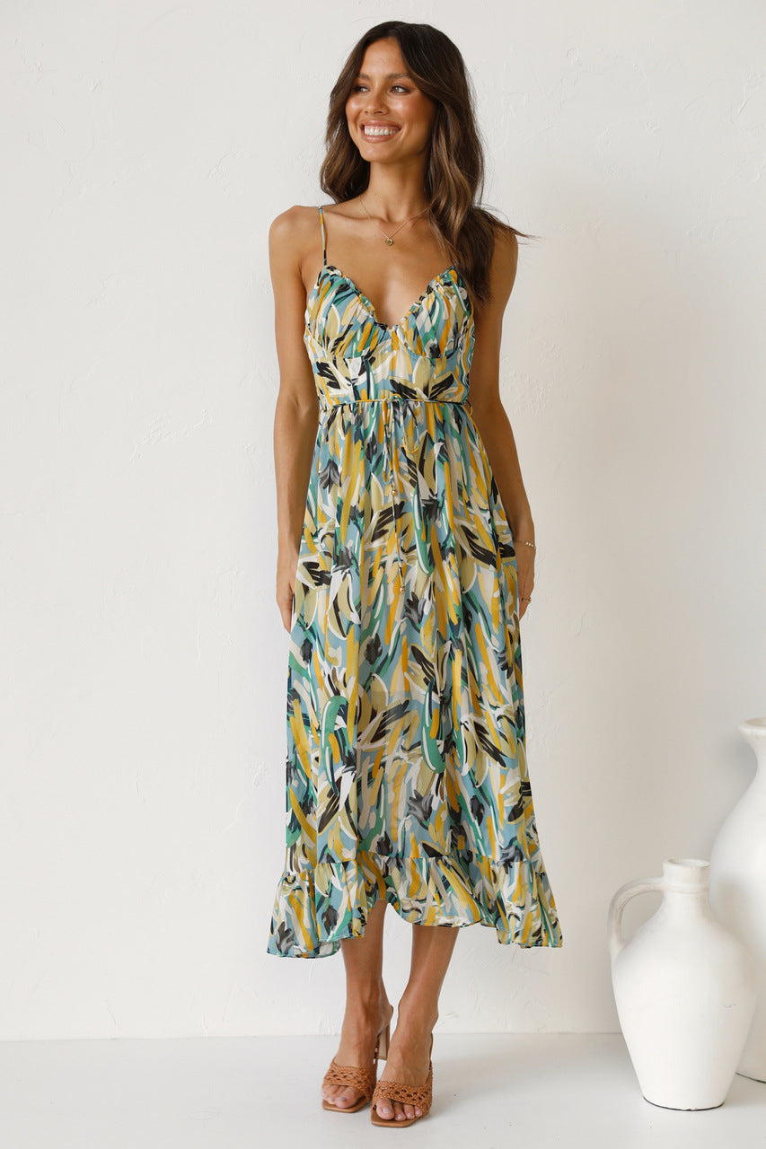 Camila - Abito midi con frange delicate e scollo a cuore