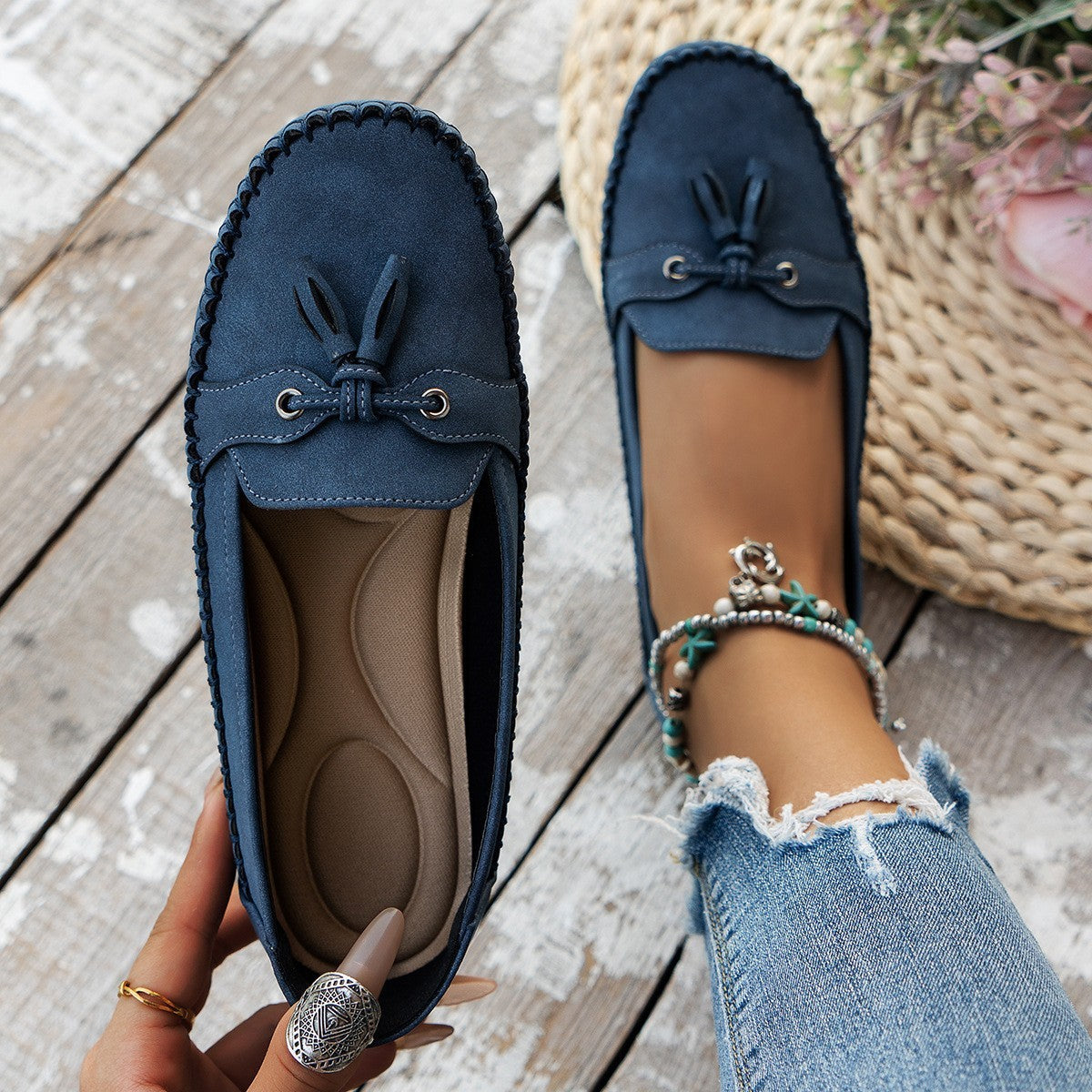 Clara - Mocasines cosidos con borlas