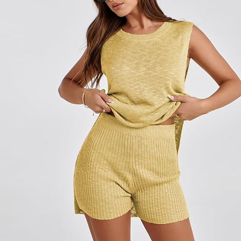 Rhea - Conjunto de salón de punto sin mangas