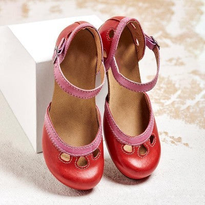 Clara - Scarpe con cinturini bicolore, stile retrò e comfort