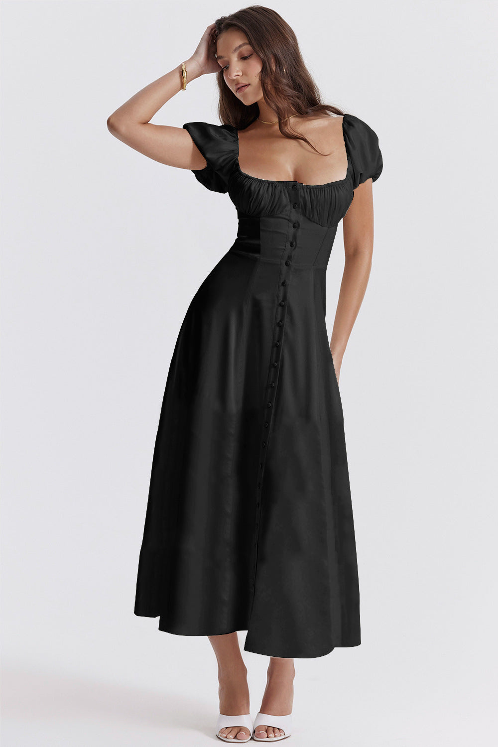 Beatriz - Abito midi con corsetto e bottoni