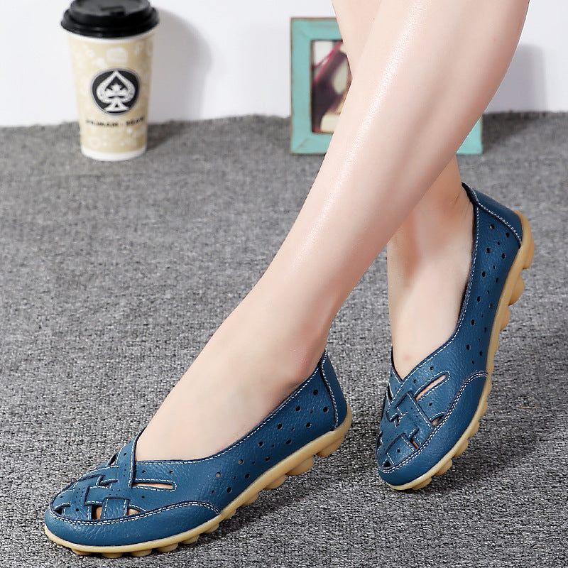 Elena - Ballerine in pelle bianca traforata con stile e comfort