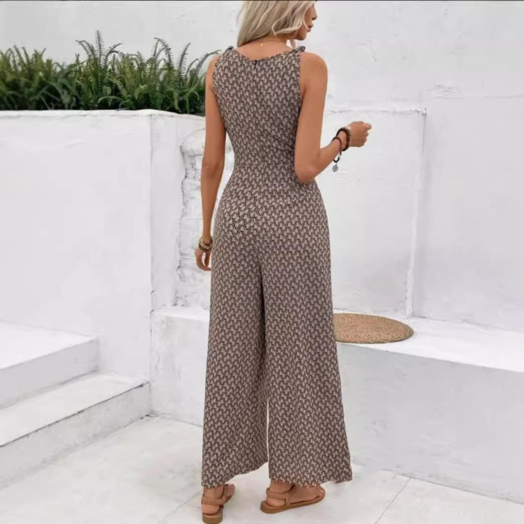Gloria - Women's sleeveless jumpsuit with print