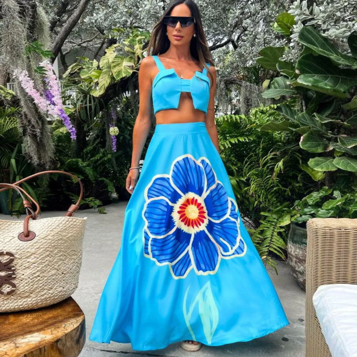 Celerina - Culotte floral azul tropical