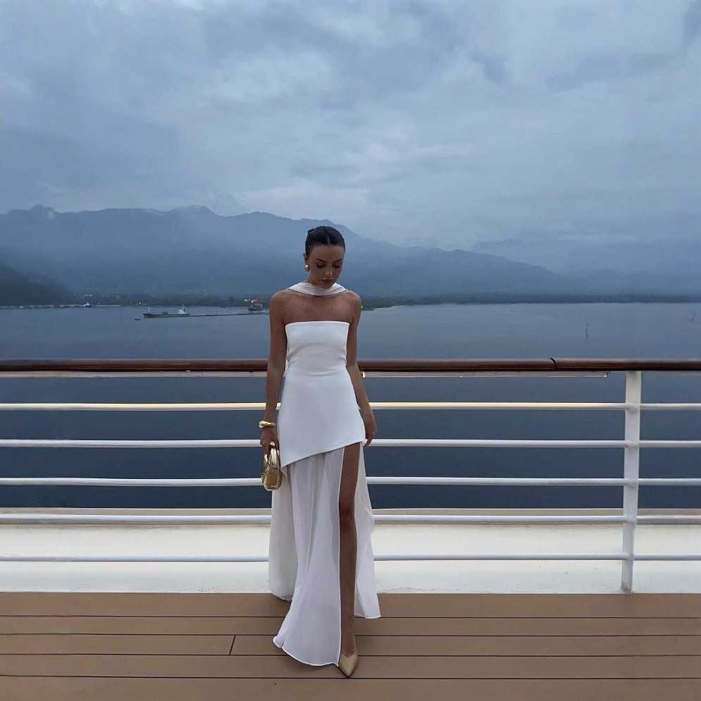 Stephanie - Strapless chiffon maxi dress