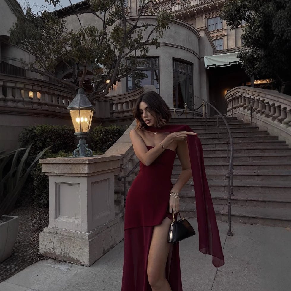 Stephanie - Strapless chiffon maxi dress