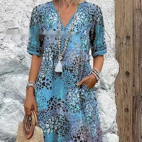 Arlene - Vestido midi estampado con cuello en V