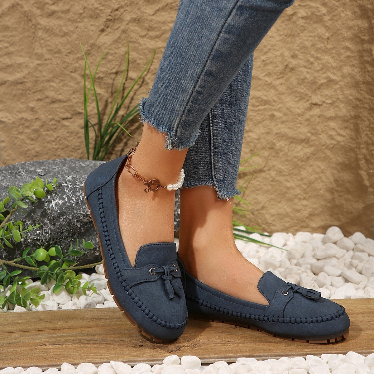 Clara - Mocasines cosidos con borlas