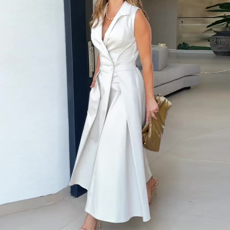 Sabrina - Gelbes ärmelloses Midikleid mit frischem Stil