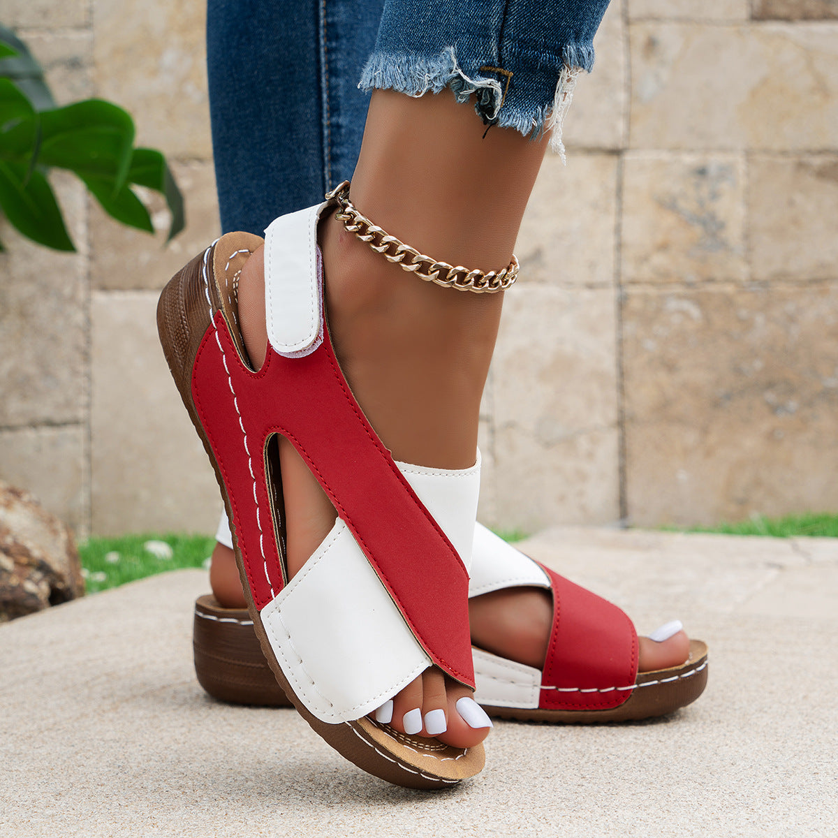 Angelie - Cuñas para mujer en blanco y negro con diseño ergonómico