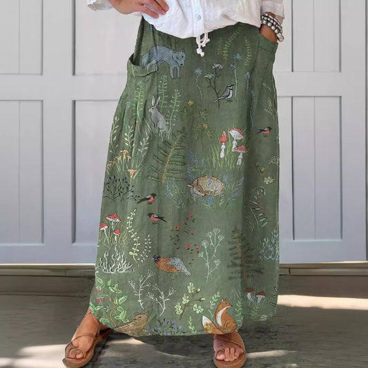 Olivia - Falda larga estampada de estilo bohemio