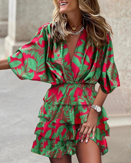 Sabrina - Tuta multicolore con maniche a volant e stile chic