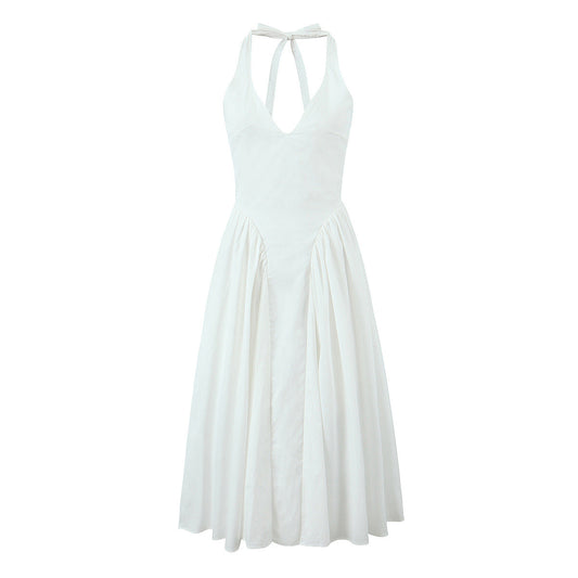 Viviana - Abito midi fluido con scollatura a V e aletta