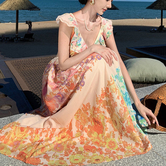 Marina - Maxivestido de gasa floral
