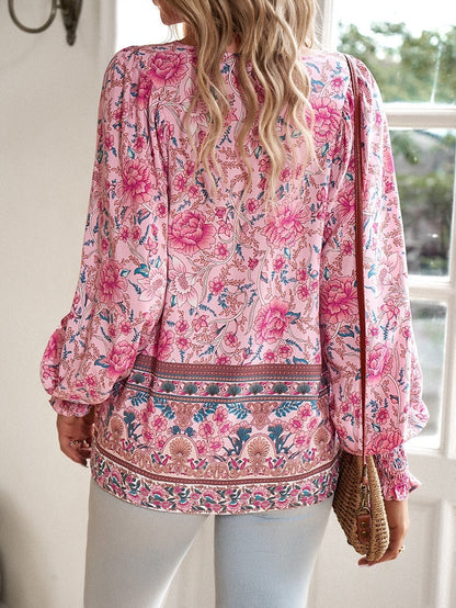 Florinda - Blusa boho floral de manga larga