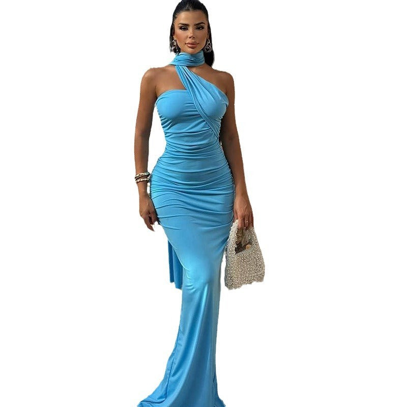 Diana - Maxi abito monospalla drappeggiato