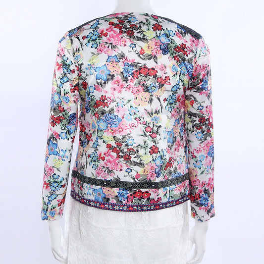 Irene | Blazer boho in raso con stampa floreale