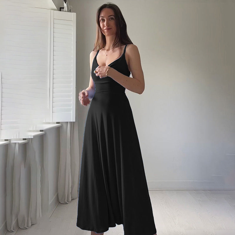 Loida - Blaues ärmelloses Midikleid