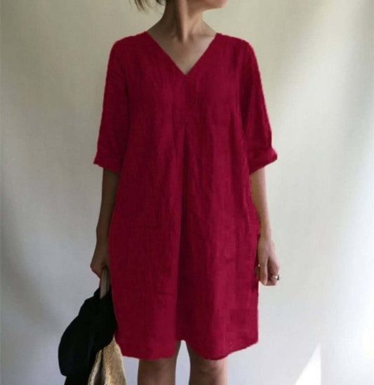 AveLina - Mini abito camicia di lino per la primavera