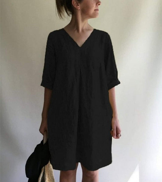 AveLina - Mini abito camicia di lino per la primavera