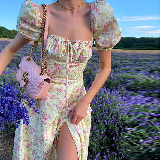 Leonarda - Maxivestido floral con mangas abullonadas