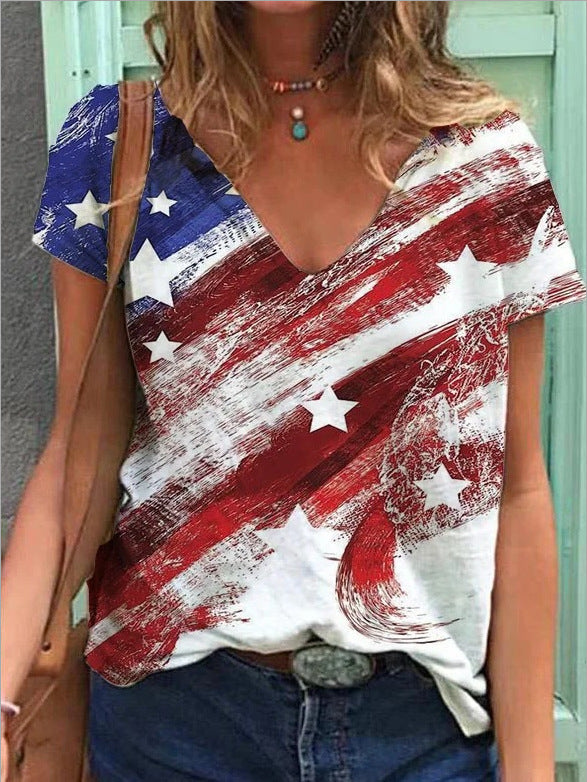 Laila - Camiseta Floral Acuarela Cuello en V