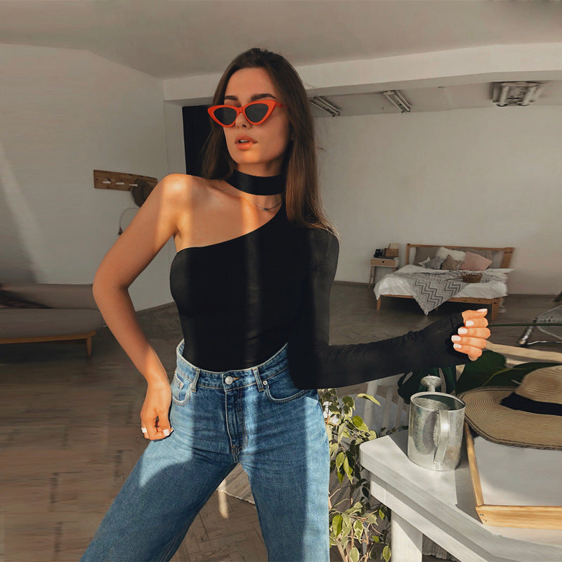 Valentina - Top de noche rojo de un hombro