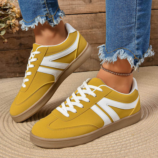 Nora - Zapatillas retro amarillas con cordones