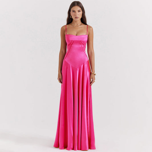 Selena - Satin maxi dress with thin straps