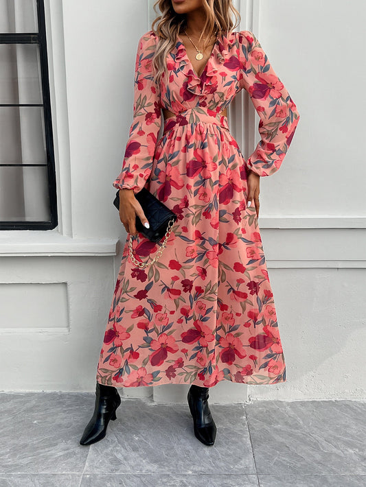 Mireya | Abito casual da donna con stampa floreale, scollo a V e vita aderente
