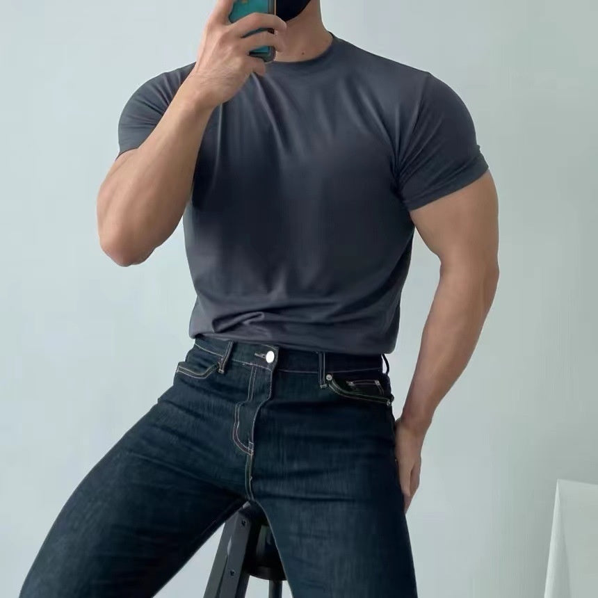 Leyf | T-shirt da uomo slim fit, ad asciugatura rapida e con effetto snellente, a maniche corte