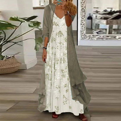 Sabrina - Floral chiffon maxi dress with flowing drape