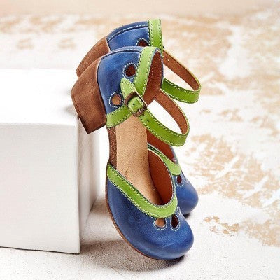 Clara - Scarpe con cinturini bicolore, stile retrò e comfort